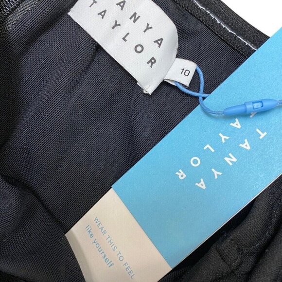 Tanya Taylor sz 10 dress Marla Ruched Maxi Gown Black Designer Luxury Goth - Picture 6 of 9